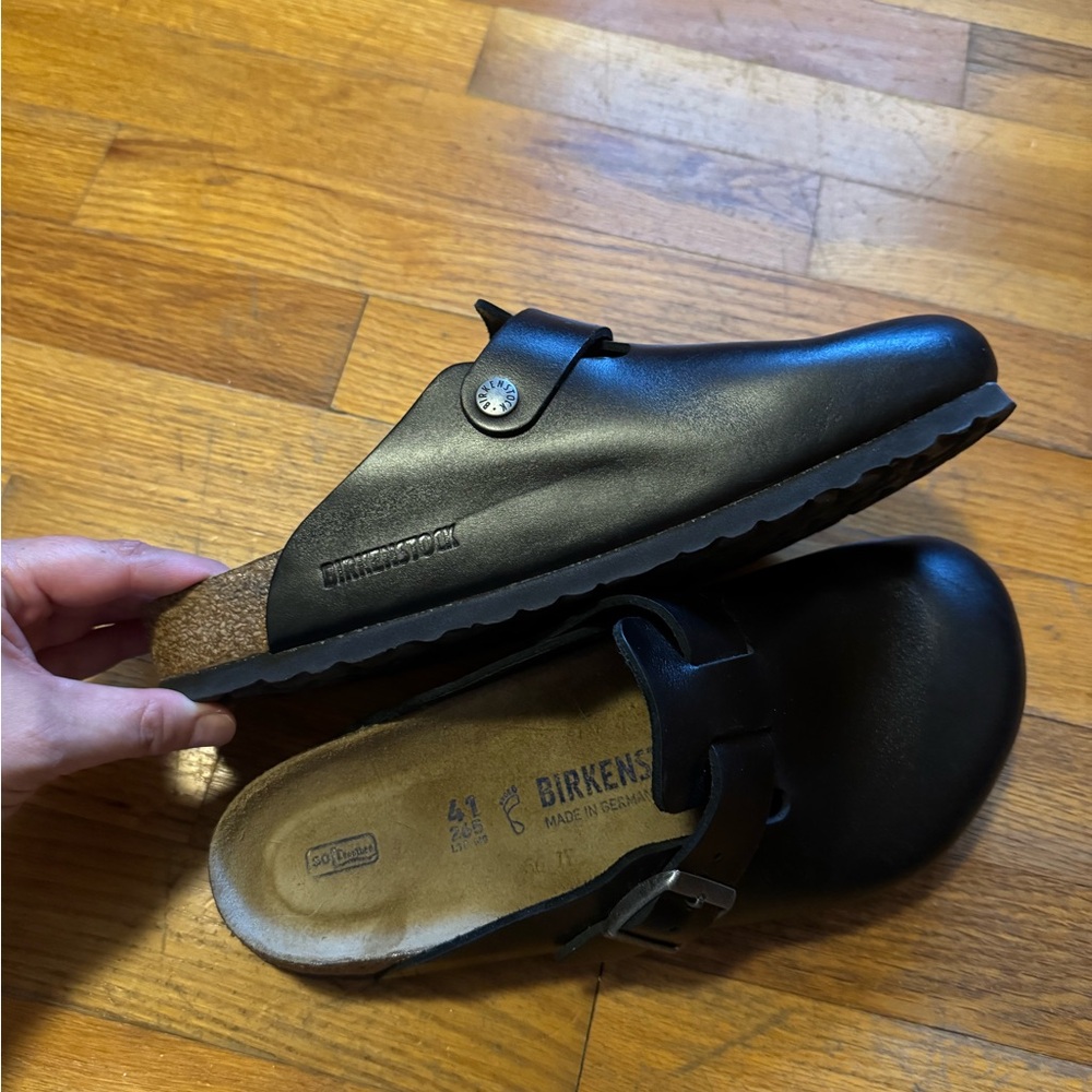 Birkenstock Black Leather Clogs
